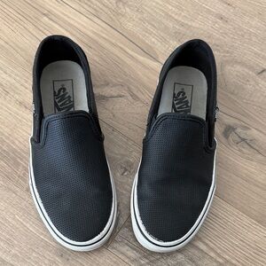 Vans Women's Black Leather Slip-On Loafers